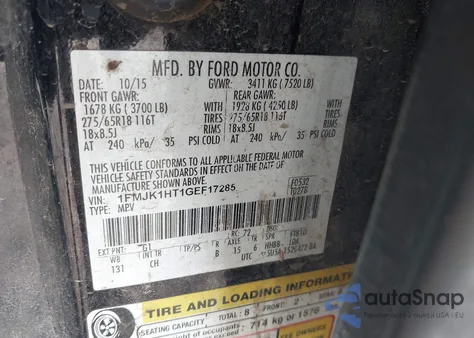 2016 Ford Expedition El Xlt from USA, damaged, VIN 1FMJK1HT1GEF17285